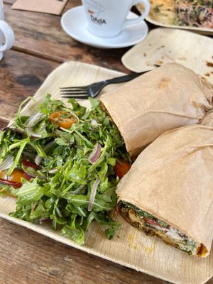 Tofu and mushroom wrap! #Veganuary at Meshek Barzilay Deli in Tel Aviv