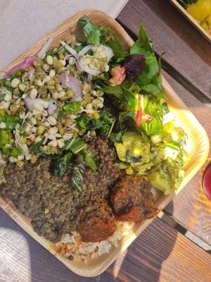 Delicious food at Meshek Barzilay Deli in Tel Aviv