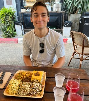 Buffet plate   at Meshek Barzilay Deli in Tel Aviv