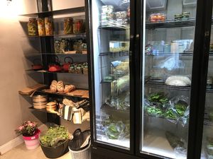 items for sale at Meshek Barzilay Deli in Tel Aviv