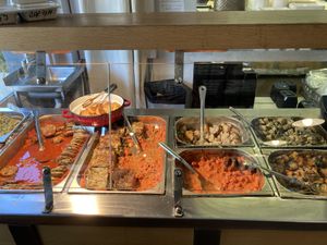 Main dishes  at Meshek Barzilay Deli in Tel Aviv