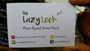 business card at The Lazy Leek in Cardiff