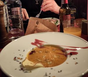 Pumpkin cream with ginger, apples and chestnuts at Laguna Libre in Venice