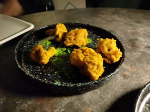 Mushroom pakoras. Ask for it without the mint sauce garnish at Shakinah in Msida