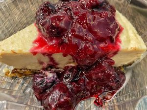 Cheesecake with cherry topping   at Planted in Hamilton in Hamilton