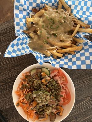 Poutine and a sweet potato bowl  at Planted in Hamilton in Hamilton