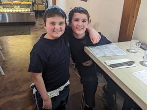 Reuvi and Zevi, friends from HHA. Dinner at Planted tonight! at Planted in Hamilton in Hamilton