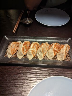 Vegetable gyozas at Hakkasan in Dubai