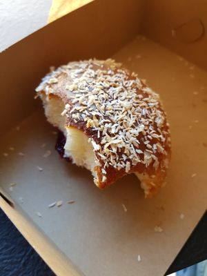 Pastry with raspberry at Zaczyn in Krakow