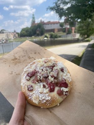 Vegan bun with rhubarb   at Zaczyn in Krakow