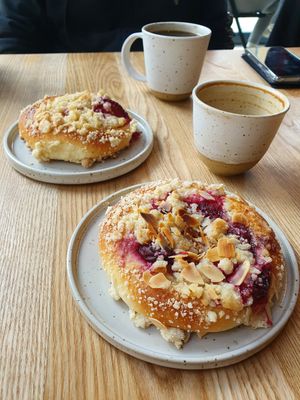 Strawberry and cherry bun at Zaczyn in Krakow