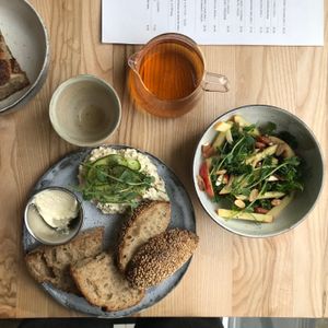 savory set (vegan cottage cheese with butter) with seasonal salad  at Zaczyn in Krakow