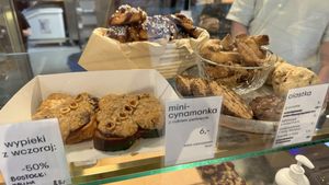 Sweet small cinnamon rolls in the back  at Zaczyn in Krakow