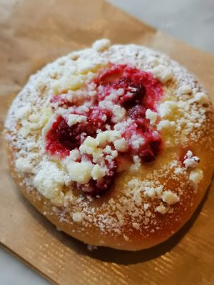 raspberry custard bun, very nice  at Zaczyn in Krakow