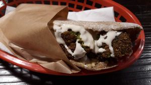 Falafel sandwich at Zizinia in Barcelona