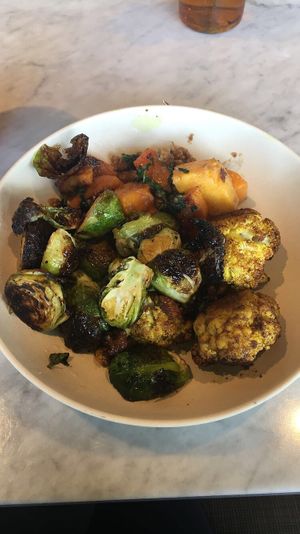 Brussel sprouts, cauliflower, squash  at Flower Child - Downtown in Austin