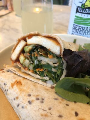 Thai dye wrap - very good and spicy! at Flower Child - Downtown in Austin