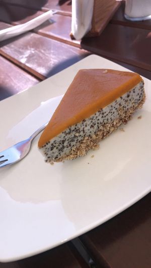 Vegan polish Cheese cake ( I think this one tropical or mango)  at SweetFit in Bialystok