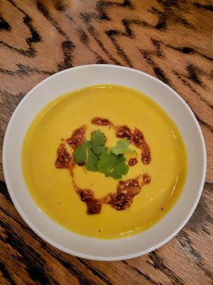 Curried Squash Soup (Dine Downtown '24 vegan option) #Veganuary at Hook and Ladder in Sacramento