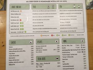 Menu at A Tu Bola in Barcelona