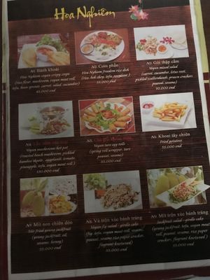 Menu. Average of 55,000DONG at Hoa Nghiem in Hue