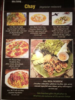 Menu  at Hoa Nghiem in Hue