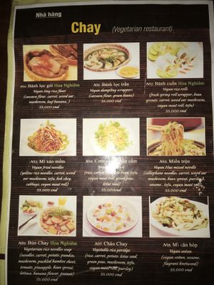 Menu at Hoa Nghiem in Hue