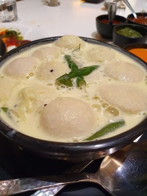 Sri Lankan coconut stew with mini idli - nice but was a bit too sweet for me at Aharveda Restaurant in Mumbai