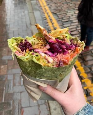 Vegan falafel wrap with vegan cheese and chickn   at The Falafia in Hull