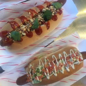 Tasty vegan dogs at Good Dog, Camden  at Good Dog Vegan Hot Dogs in North London