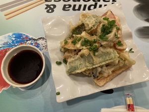 Tempura: Red & green paprika 🫑, 🥕, champignon & aubergine 🍆   at Dareshasu in Tenerife