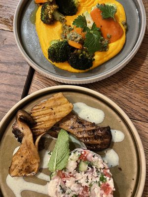 Roasted carrot dish (top), tabbouli (bottom)   at Karls Kraut in Luzern