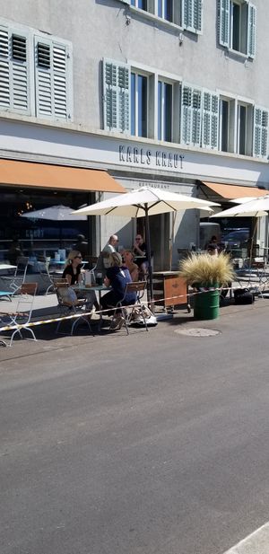 View of outside eating area. at Karls Kraut in Luzern