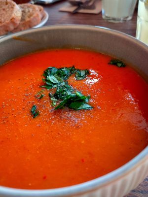 Tomato spicy soup at Karls Kraut in Luzern