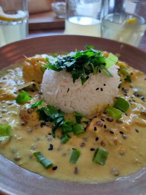Curry lentils rice at Karls Kraut in Luzern