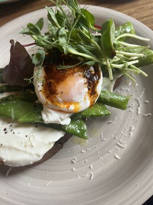 Asparagus toast   at ALE Kosmos in Poznan