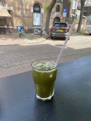 Homemade lemonade with mint: quite good  at Juuls Hummus in Utrecht
