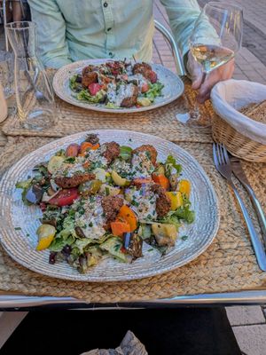 Main: falafel salad with white sauce and lots of veggies at La Part du Colibri in Crest