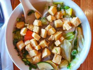 Spring noodle soup  #Veganuary at The Noodle Shop in Asheville