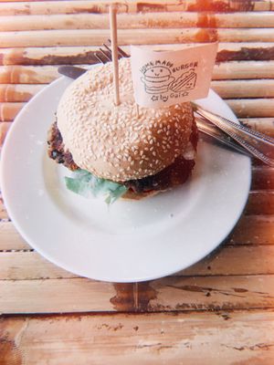 Best red beans burger ever. Super cheap and cozy place.  at Homemade Burgers and Sandwiches in Koh Samui