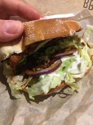 Inside bbq sandwich  at MAX in Wroclaw