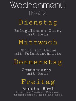 Take-Away Menu for the first week of December 2020  at Mandala in Ravensburg