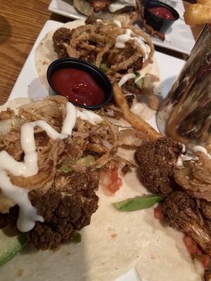 Cauliflower tacos  at Rooster Fish Brewing Pub in Watkins Glen