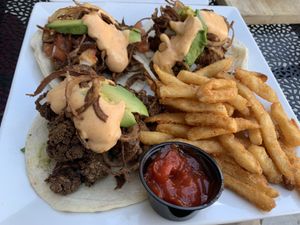 Cauliflower tacos at Rooster Fish Brewing Pub in Watkins Glen