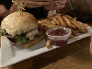 Beyond burger at Rooster Fish Brewing Pub in Watkins Glen