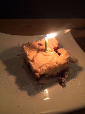 birthday cobbler! at Rooster Fish Brewing Pub in Watkins Glen