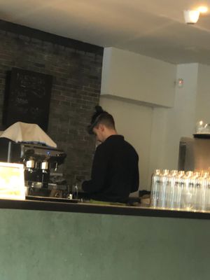 Staff Member with only Face Shield. at Alive in Barcelona