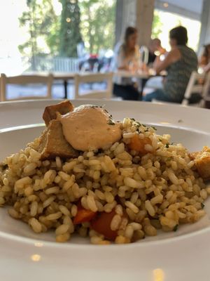 Rice and vegan pepper mayo  at Alive in Barcelona