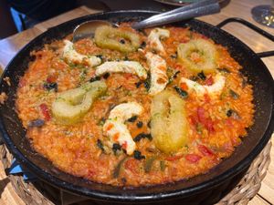 Paella Marinera (Seafood Paella) at Alive in Barcelona