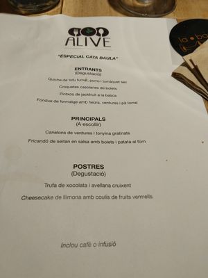 Menú at Alive in Barcelona